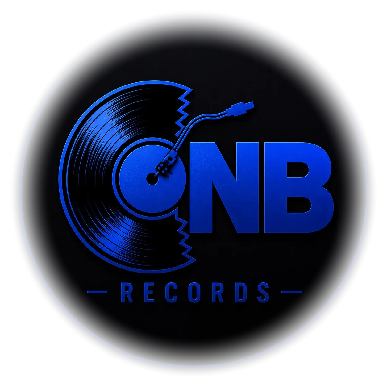 CNB Records logo — a vinyl record shaped like the letter C with a jack cable motif in the groove